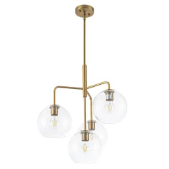 Modern 4-Light Clear Glass Bubble Hanging Sputnik Chandelier