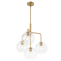 Modern 4-Light Clear Glass Bubble Hanging Sputnik Chandelier