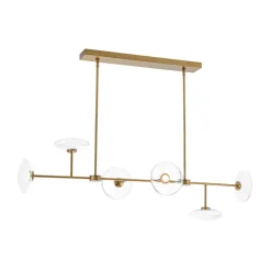 Modern 6-light Clear Glass Dimmable LED Linear Island Chandelier