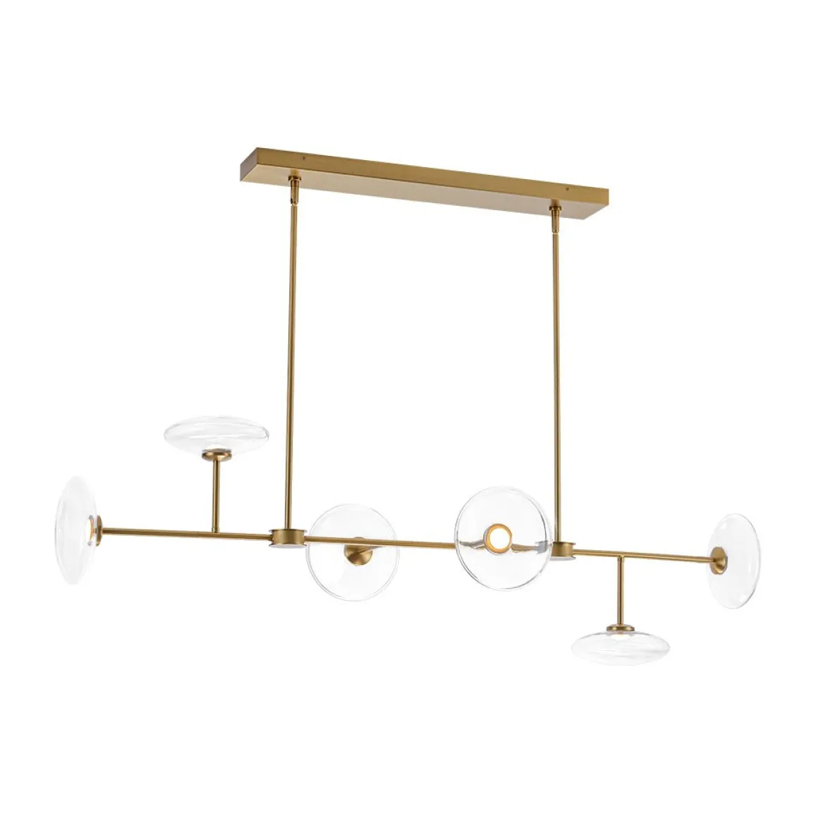 Modern 6-light Clear Glass Dimmable LED Linear Island Chandelier