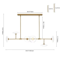 Modern 6-light Clear Glass Dimmable LED Linear Island Chandelier