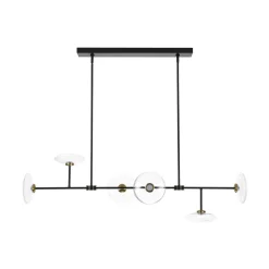 Modern 6-light Clear Glass Dimmable LED Linear Island Chandelier
