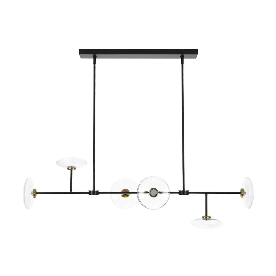 Modern 6-light Clear Glass Dimmable LED Linear Island Chandelier