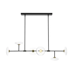 Modern 6-light Clear Glass Dimmable LED Linear Island Chandelier