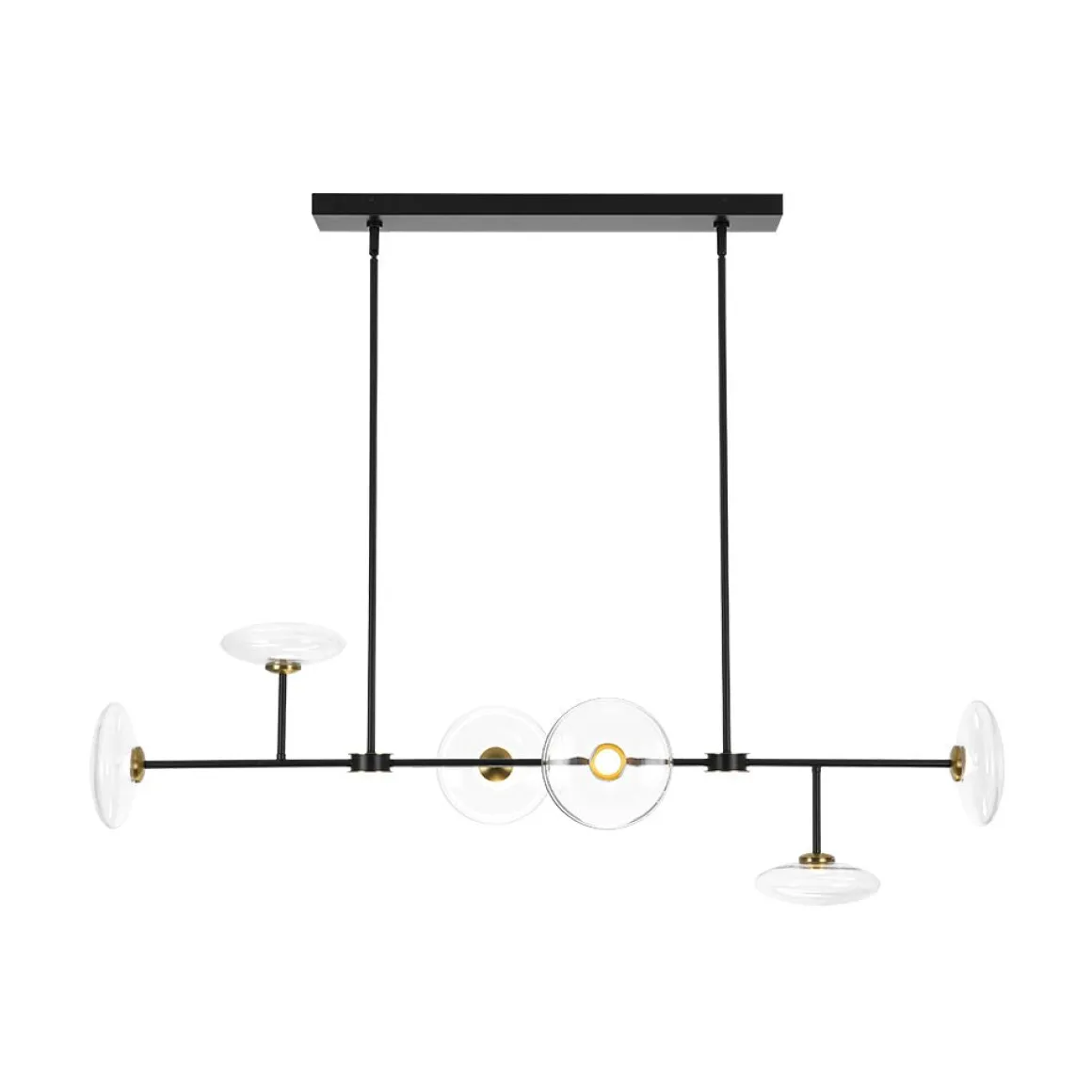 Modern 6-light Clear Glass Dimmable LED Linear Island Chandelier