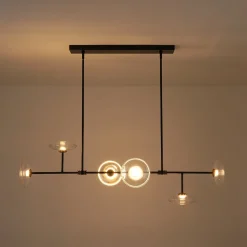 Modern 6-light Clear Glass Dimmable LED Linear Island Chandelier