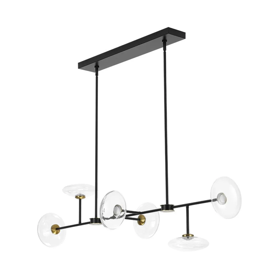 Modern 6-light Clear Glass Dimmable LED Linear Island Chandelier