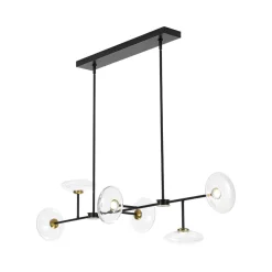 Modern 6-light Clear Glass Dimmable LED Linear Island Chandelier
