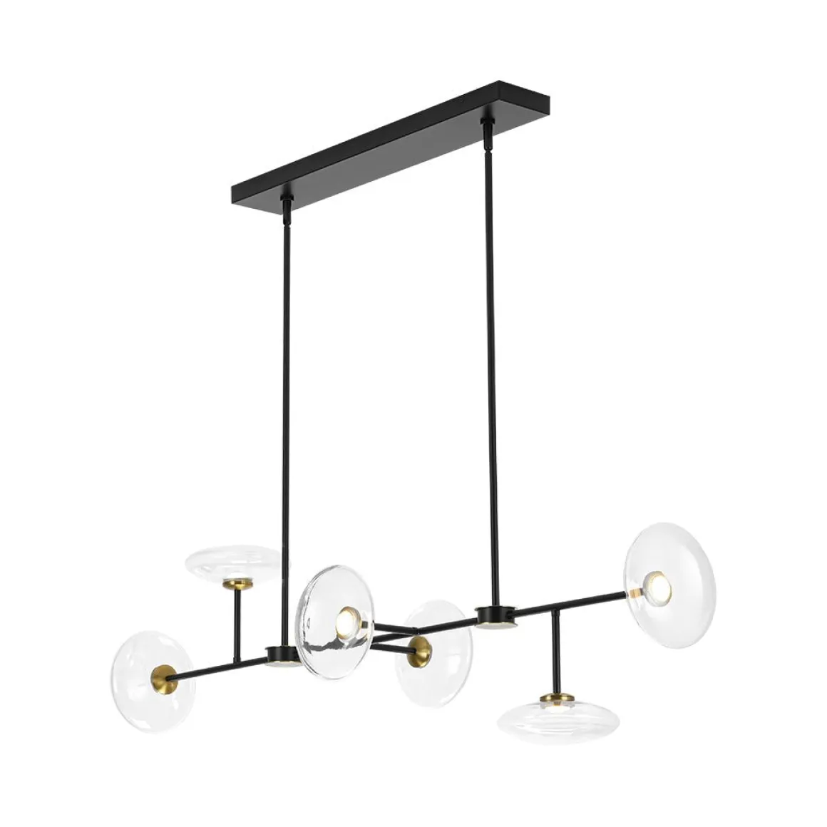 Modern 6-light Clear Glass Dimmable LED Linear Island Chandelier