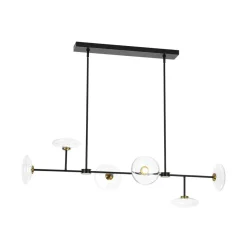 Modern 6-light Clear Glass Dimmable LED Linear Island Chandelier