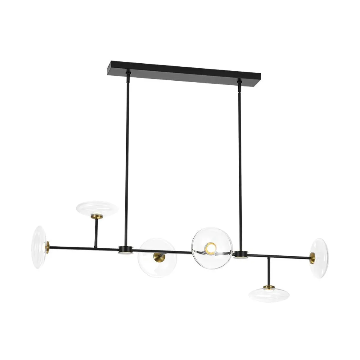 Modern 6-light Clear Glass Dimmable LED Linear Island Chandelier