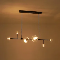 Modern 6-light Clear Glass Dimmable LED Linear Island Chandelier