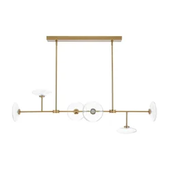 Modern 6-light Clear Glass Dimmable LED Linear Island Chandelier