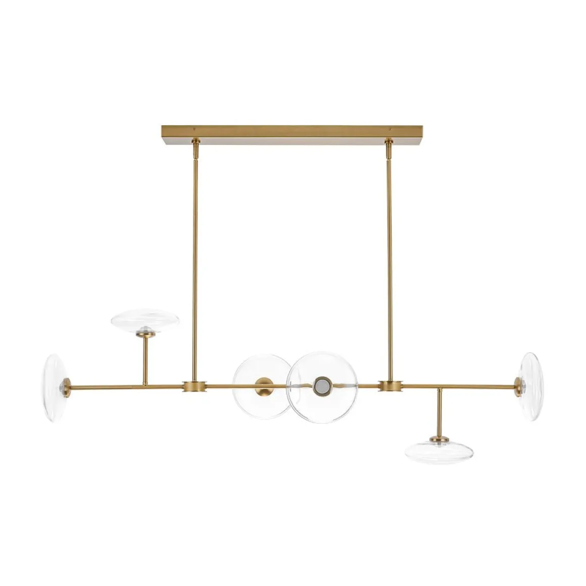 Modern 6-light Clear Glass Dimmable LED Linear Island Chandelier