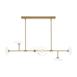 Modern 6-light Clear Glass Dimmable LED Linear Island Chandelier