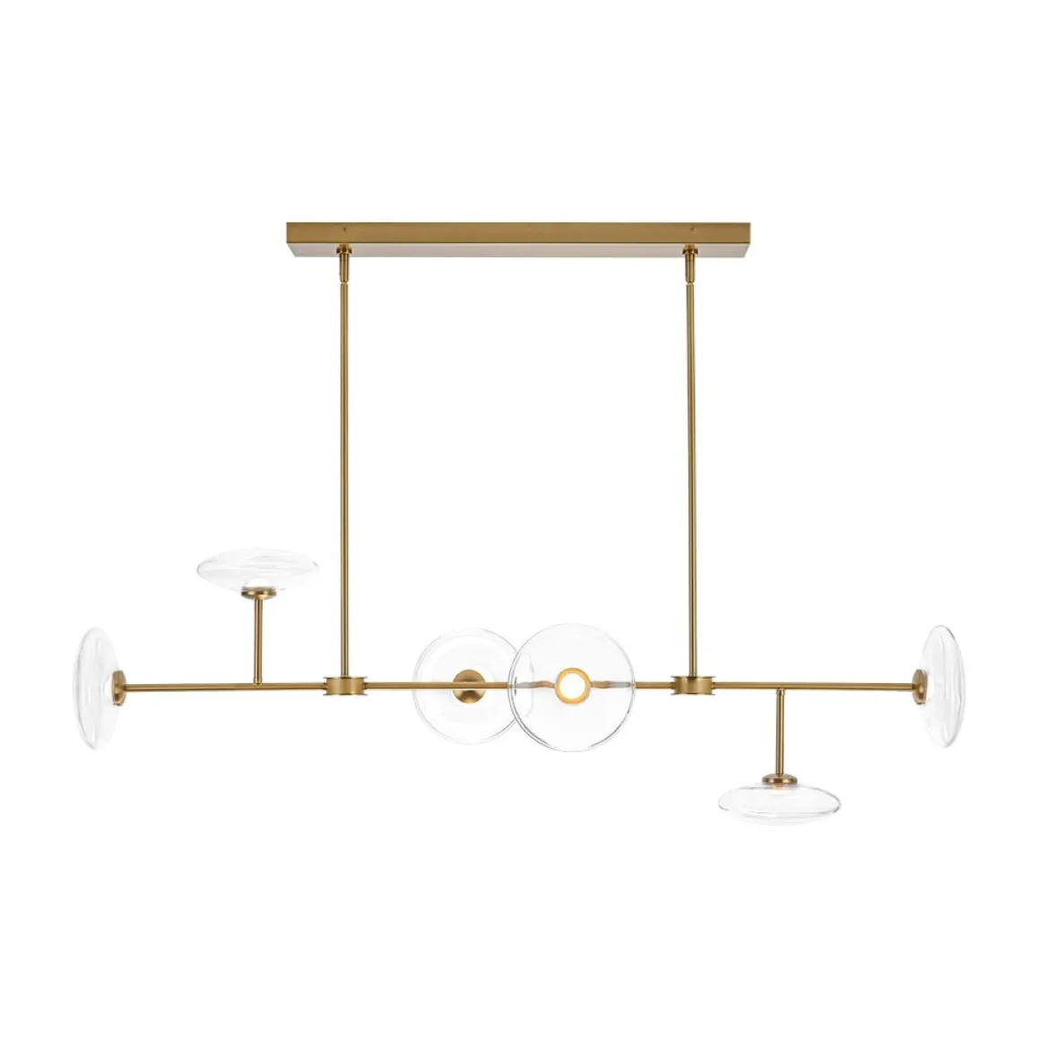 Modern 6-light Clear Glass Dimmable LED Linear Island Chandelier