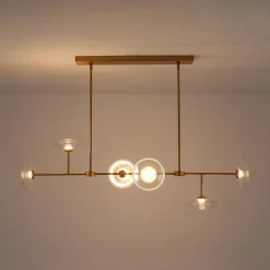 Modern 6-light Clear Glass Dimmable LED Linear Island Chandelier