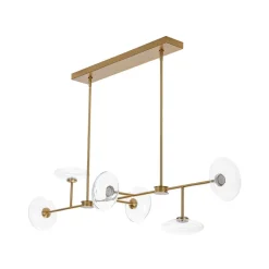 Modern 6-light Clear Glass Dimmable LED Linear Island Chandelier