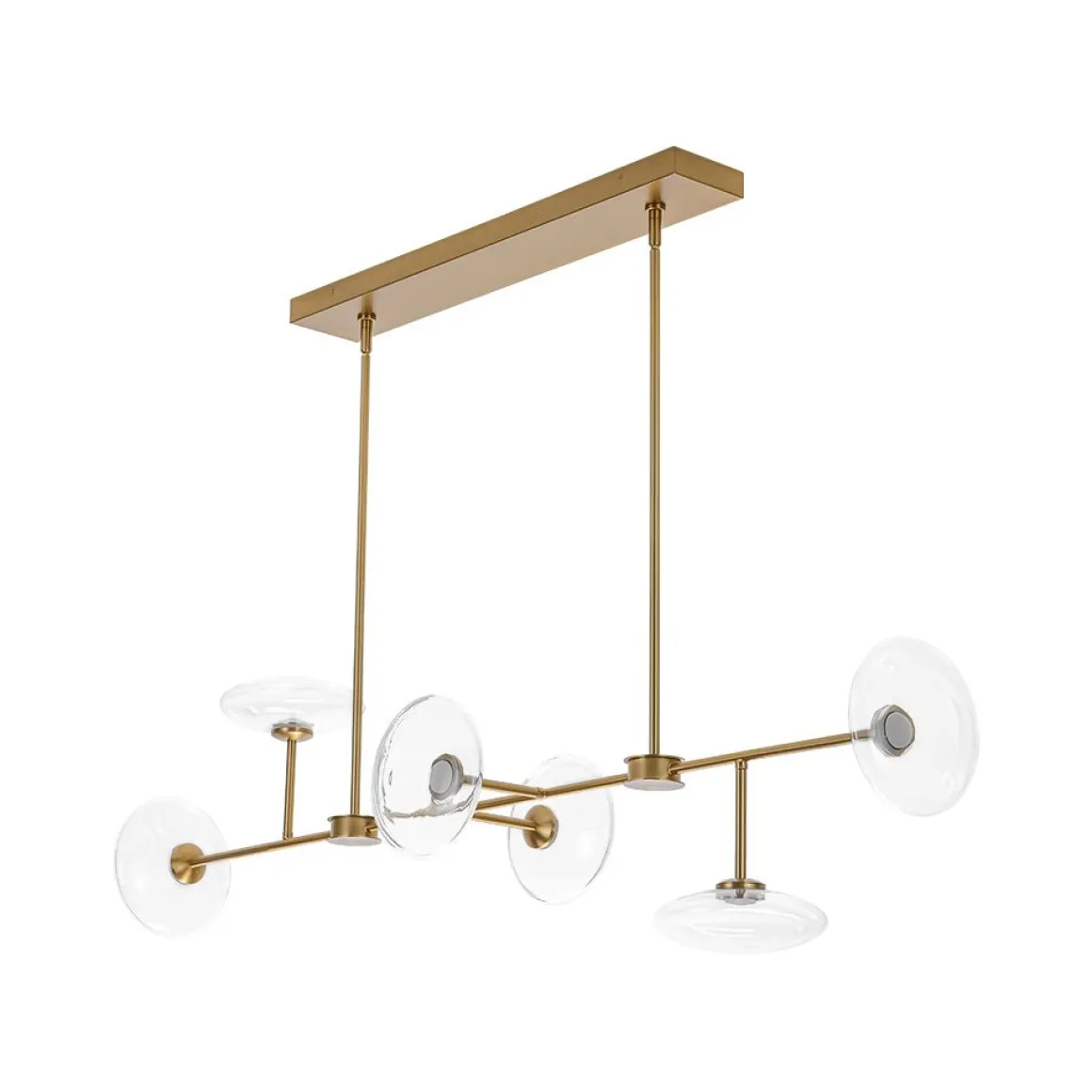 Modern 6-light Clear Glass Dimmable LED Linear Island Chandelier