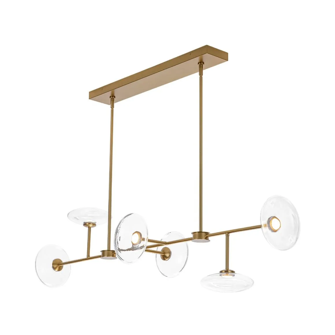 Modern 6-light Clear Glass Dimmable LED Linear Island Chandelier