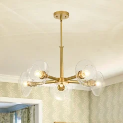 Modern 5-Light Clear Glass Round Sputnik Chandelier