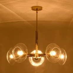 Modern 5-Light Clear Glass Round Sputnik Chandelier