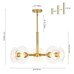 Modern 5-Light Clear Glass Round Sputnik Chandelier