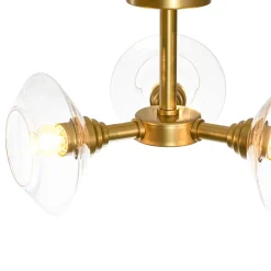Modern 3-Light Clear Glass Round Sputnik Semi Flush Mount