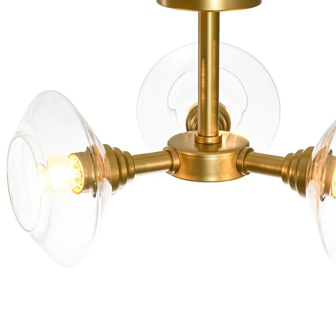 Modern 3-Light Clear Glass Round Sputnik Semi Flush Mount