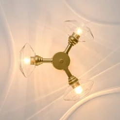 Modern 3-Light Clear Glass Round Sputnik Semi Flush Mount