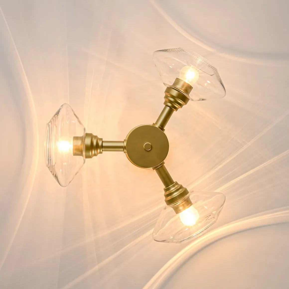 Modern 3-Light Clear Glass Round Sputnik Semi Flush Mount