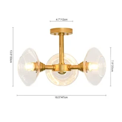 Modern 3-Light Clear Glass Round Sputnik Semi Flush Mount