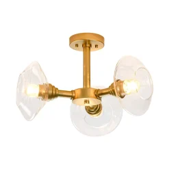 Modern 3-Light Clear Glass Round Sputnik Semi Flush Mount
