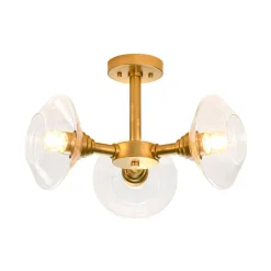 Modern 3-Light Clear Glass Round Sputnik Semi Flush Mount