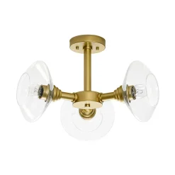 Modern 3-Light Clear Glass Round Sputnik Semi Flush Mount