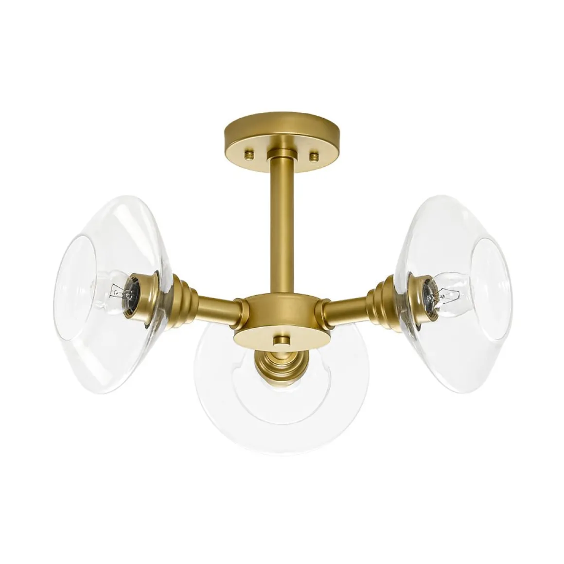 Modern 3-Light Clear Glass Round Sputnik Semi Flush Mount