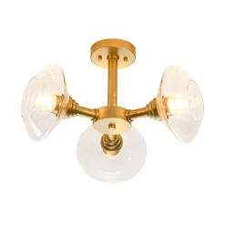 Modern 3-Light Clear Glass Round Sputnik Semi Flush Mount