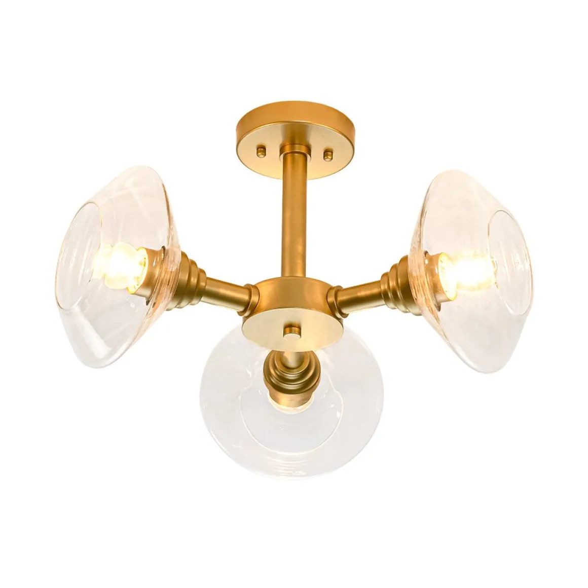 Modern 3-Light Clear Glass Round Sputnik Semi Flush Mount