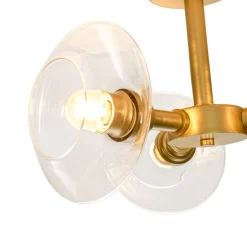 Modern 3-Light Clear Glass Round Sputnik Semi Flush Mount