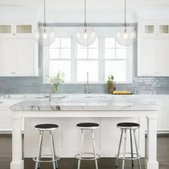 Modern 1-Light Clear Ribbed Glass Globe Pendant