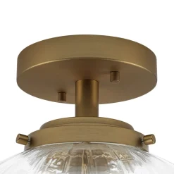 Modern 1-Light Clear Ribbed Glass Globe Semi Flush Mount