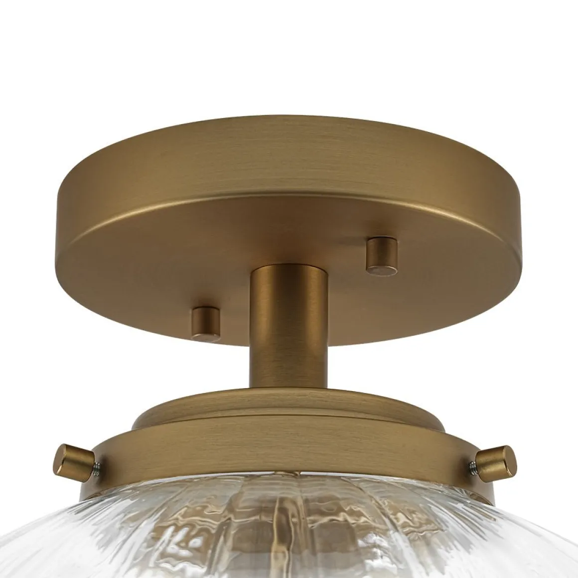 Modern 1-Light Clear Ribbed Glass Globe Semi Flush Mount