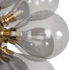 Modern 18-Light Cluster Gray Glass Bubble Chandelier