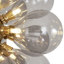 Modern 18-Light Cluster Gray Glass Bubble Chandelier