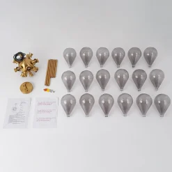 Modern 18-Light Cluster Gray Glass Bubble Chandelier