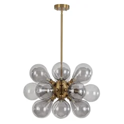 Modern 18-Light Cluster Gray Glass Bubble Chandelier