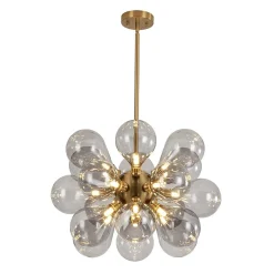 Modern 18-Light Cluster Gray Glass Bubble Chandelier