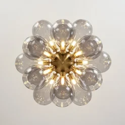 Modern 18-Light Cluster Gray Glass Bubble Chandelier