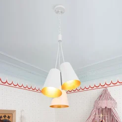 Modern 3-Light Cluster Metal Conical Shade Chandelier