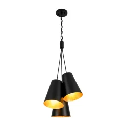 Modern 3-Light Cluster Metal Conical Shade Chandelier